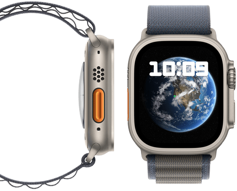 Vorder- und Seitenansicht der neuen CO₂ neutralen Apple Watch Ultra 2