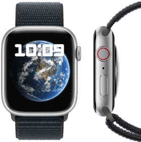 Vorder- und Seitenansicht der neuen CO₂ neutralen Apple Watch.