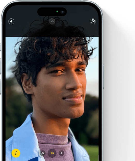 iPhone 15 montrant le mode portrait