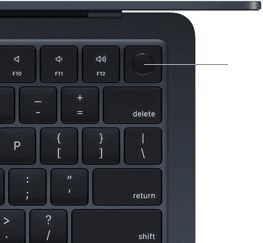 Draufsicht auf die MacBook Air Tastatur mit Touch ID