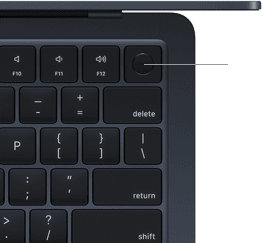Clavier du MacBook Air avec Touch ID vu d’en haut