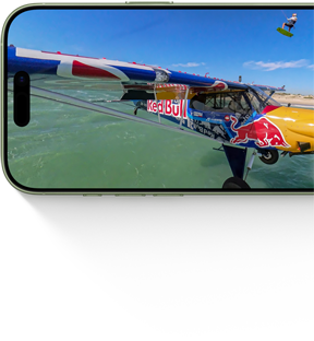 iPhone 17, exterior front, showing a Red Bull plane
