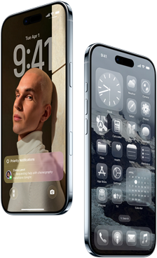 Zwei iPhone Air Geräte, Vorderseite, Seite, dünnes Profil, Sperrbildschirm und Homescreen