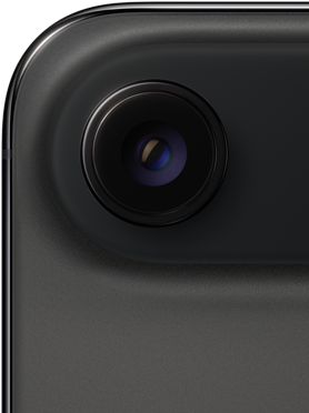 iPhone Air, Rückseite, Farbe Space Black, obere gerundete Ecke, Fusion Kamera-System mit einem Objektiv