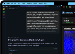 Bildschirminhalt zeigt Datenanalysen mit KI Funktionen zur Analyse des Web Traffic auf einem MacBook Pro