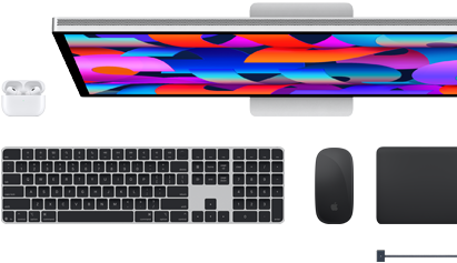 Mac Zubehör: AirPods, Studio Display, Magic Keyboard, Magic Mouse, Magic Trackpad, MagSafe Ladekabel in Space Schwarz