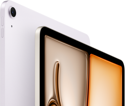 iPad Air, Violett, Vorderseite, Rückseite, 12 MP Weitwinkel-Rückkamera oben links