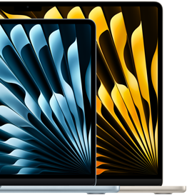 Zwei MacBook Air Laptops zeigen die Grössenrelationen der Displays: 13.6