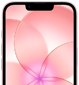 iPhone 17e, partial front exterior with Ceramic Shield 2, soft pink color, showing wallpaper image of a pink flower